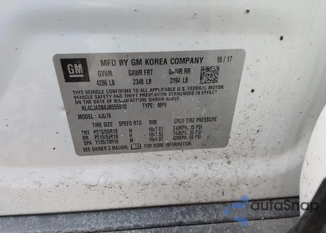 2018 Buick Encore Preferred z USA, uszkodzony, nr VIN KL4CJASB8JB555910